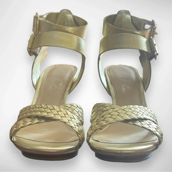 MARC FISHER Cari Gold Leather Open Toe High Heel Sandals Size 7 | EUC - Picture 10 of 10